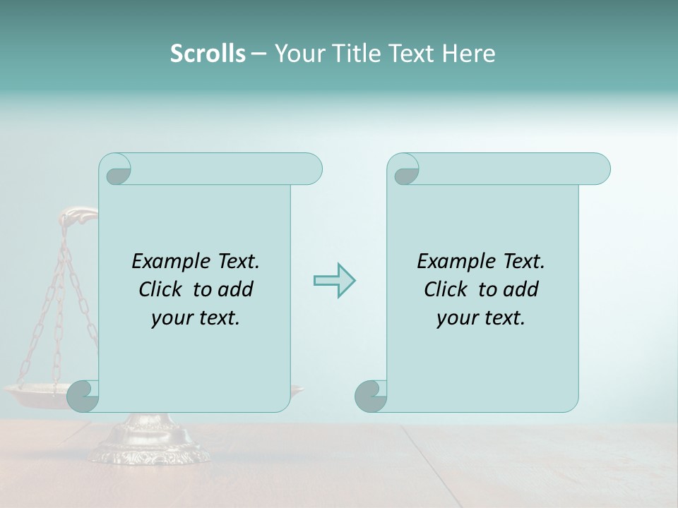 A Scale On A Wooden Table With A Blue Background PowerPoint Template