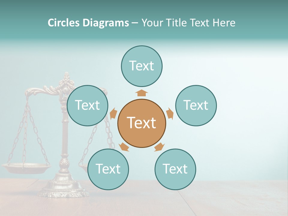 A Scale On A Wooden Table With A Blue Background PowerPoint Template