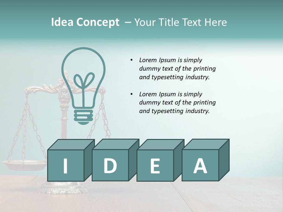 A Scale On A Wooden Table With A Blue Background PowerPoint Template