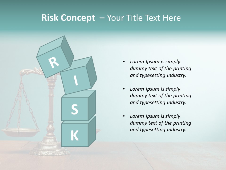 A Scale On A Wooden Table With A Blue Background PowerPoint Template