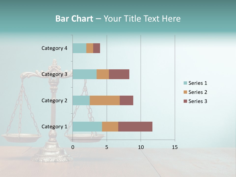A Scale On A Wooden Table With A Blue Background PowerPoint Template