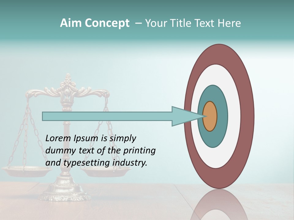 A Scale On A Wooden Table With A Blue Background PowerPoint Template