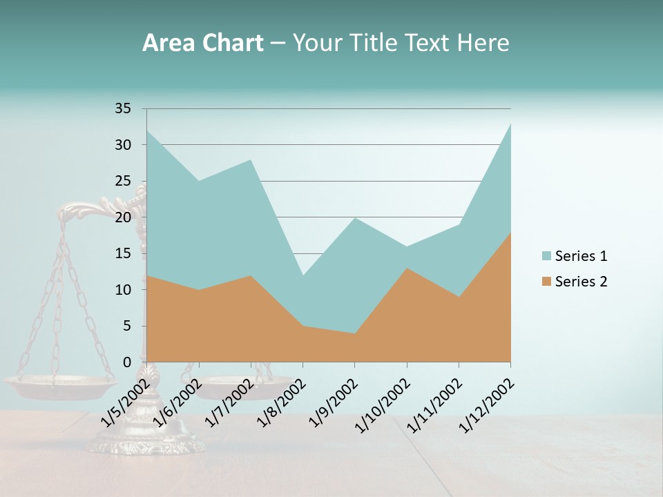 A Scale On A Wooden Table With A Blue Background PowerPoint Template