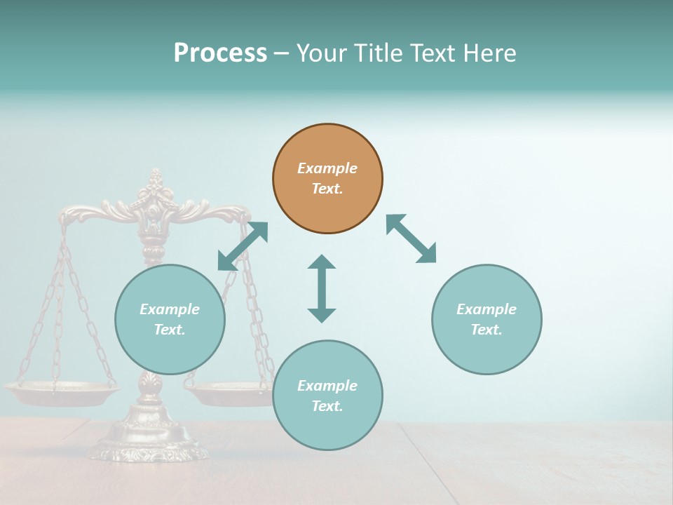A Scale On A Wooden Table With A Blue Background PowerPoint Template