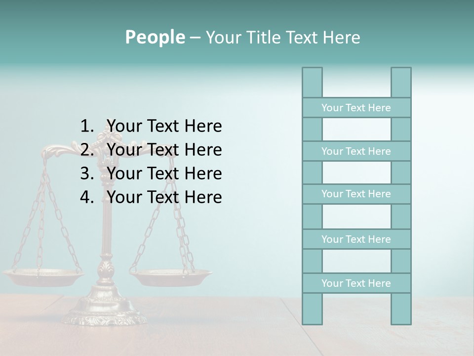 A Scale On A Wooden Table With A Blue Background PowerPoint Template