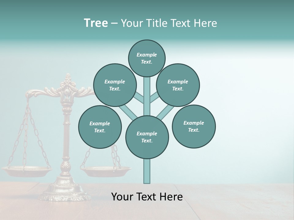 A Scale On A Wooden Table With A Blue Background PowerPoint Template