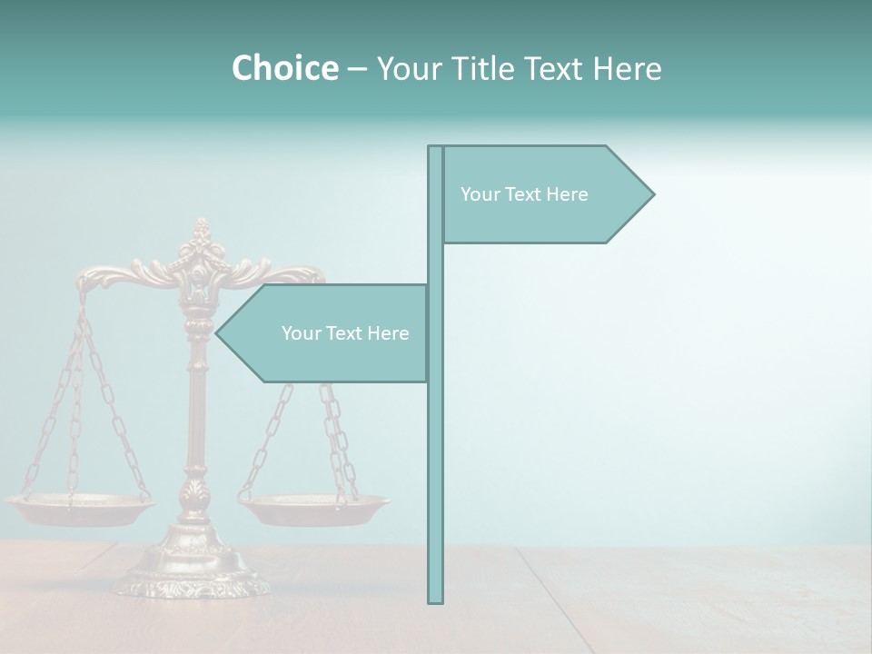 A Scale On A Wooden Table With A Blue Background PowerPoint Template