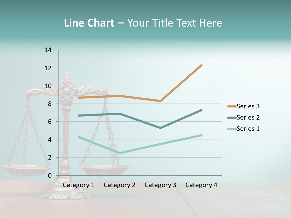 A Scale On A Wooden Table With A Blue Background PowerPoint Template