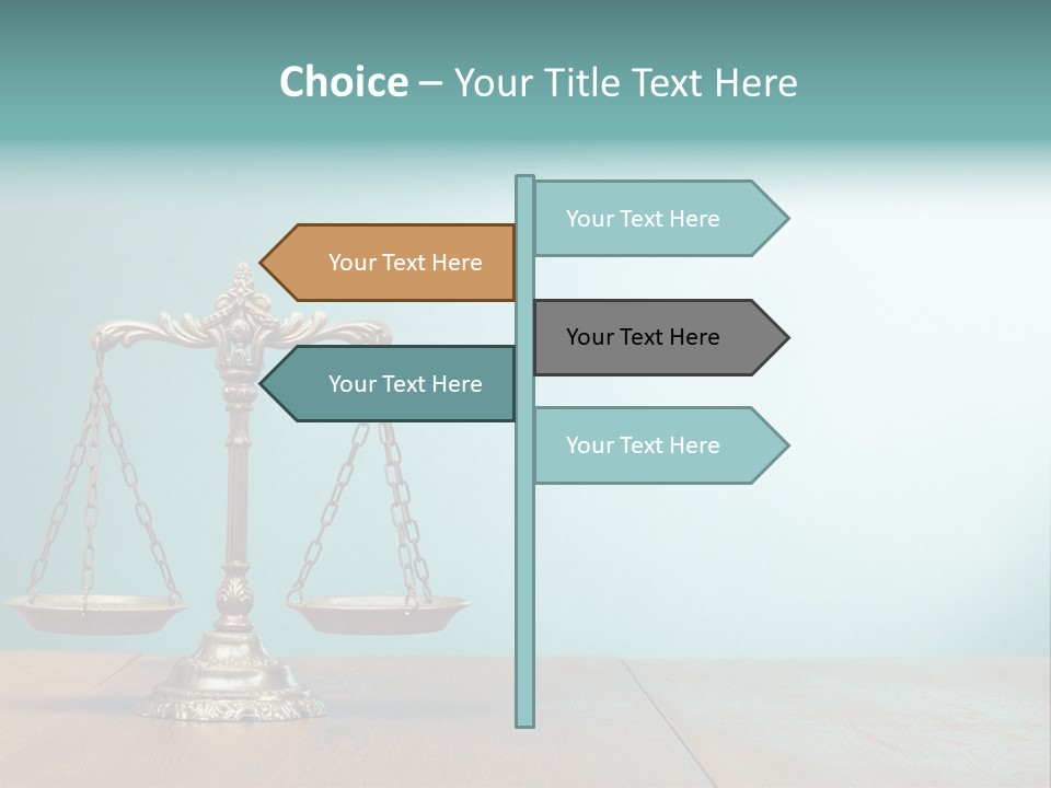 A Scale On A Wooden Table With A Blue Background PowerPoint Template