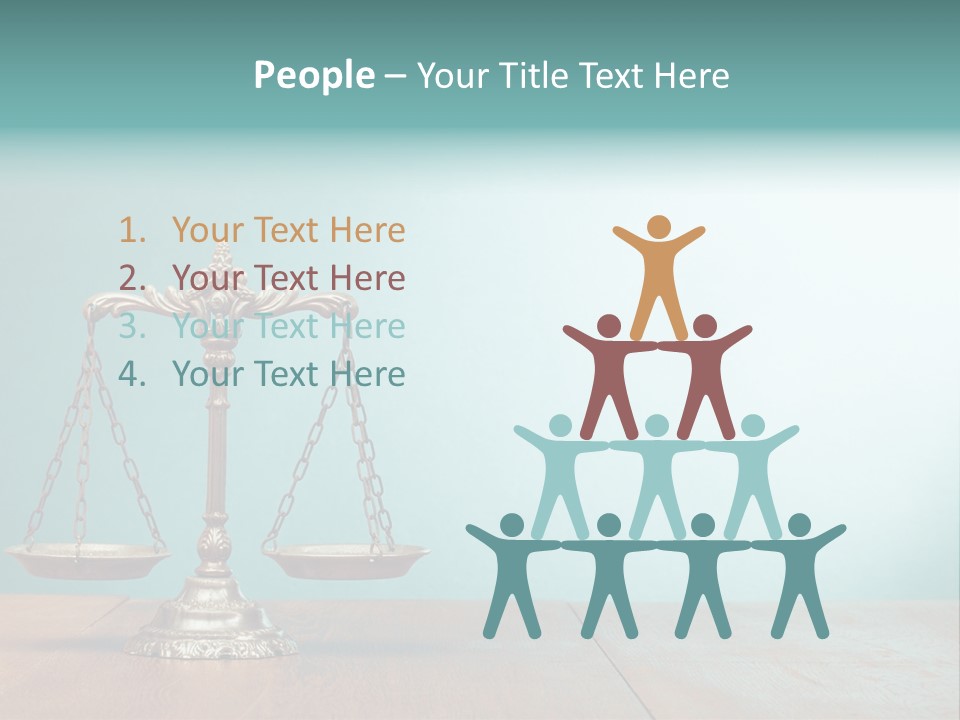 A Scale On A Wooden Table With A Blue Background PowerPoint Template