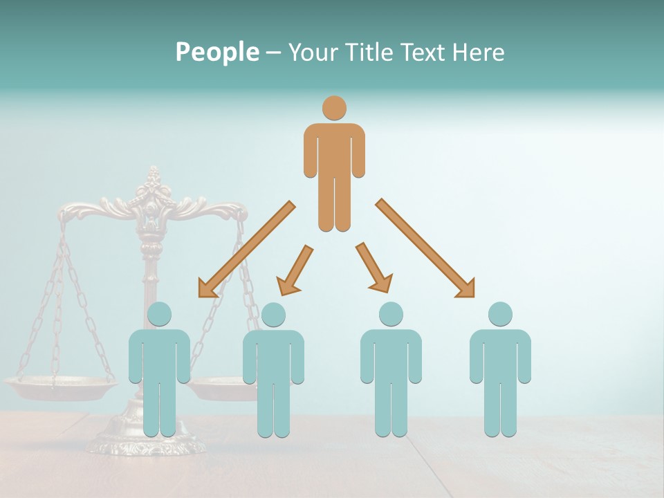 A Scale On A Wooden Table With A Blue Background PowerPoint Template