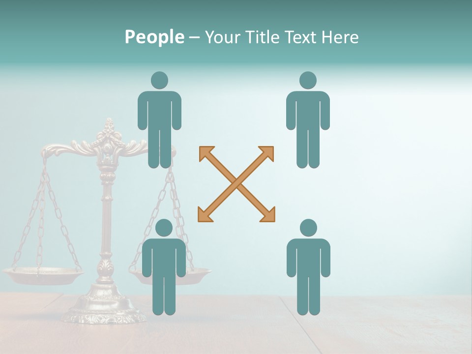 A Scale On A Wooden Table With A Blue Background PowerPoint Template