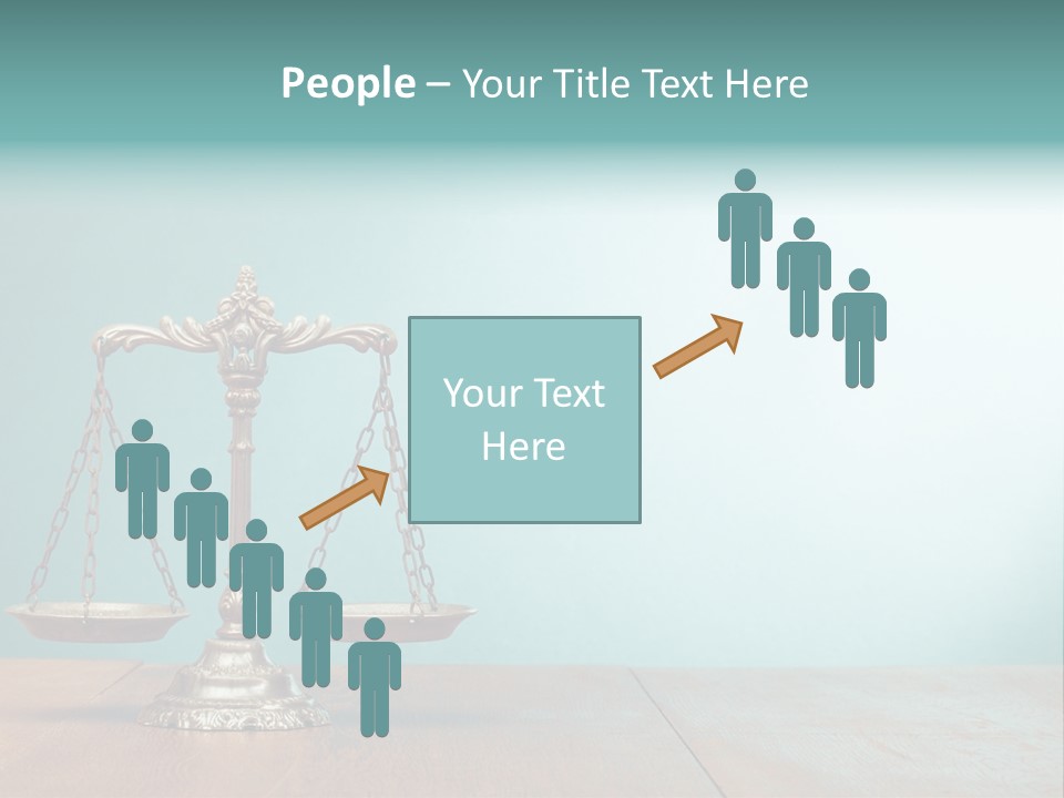A Scale On A Wooden Table With A Blue Background PowerPoint Template