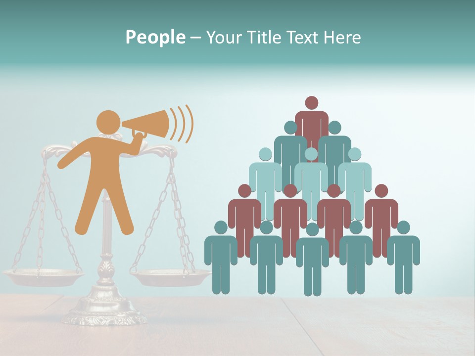 A Scale On A Wooden Table With A Blue Background PowerPoint Template