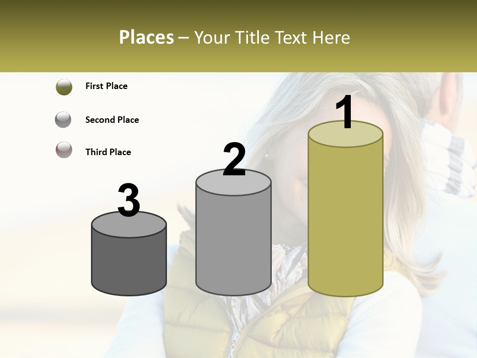 A Woman With A Yellow Vest Is Smiling PowerPoint Template