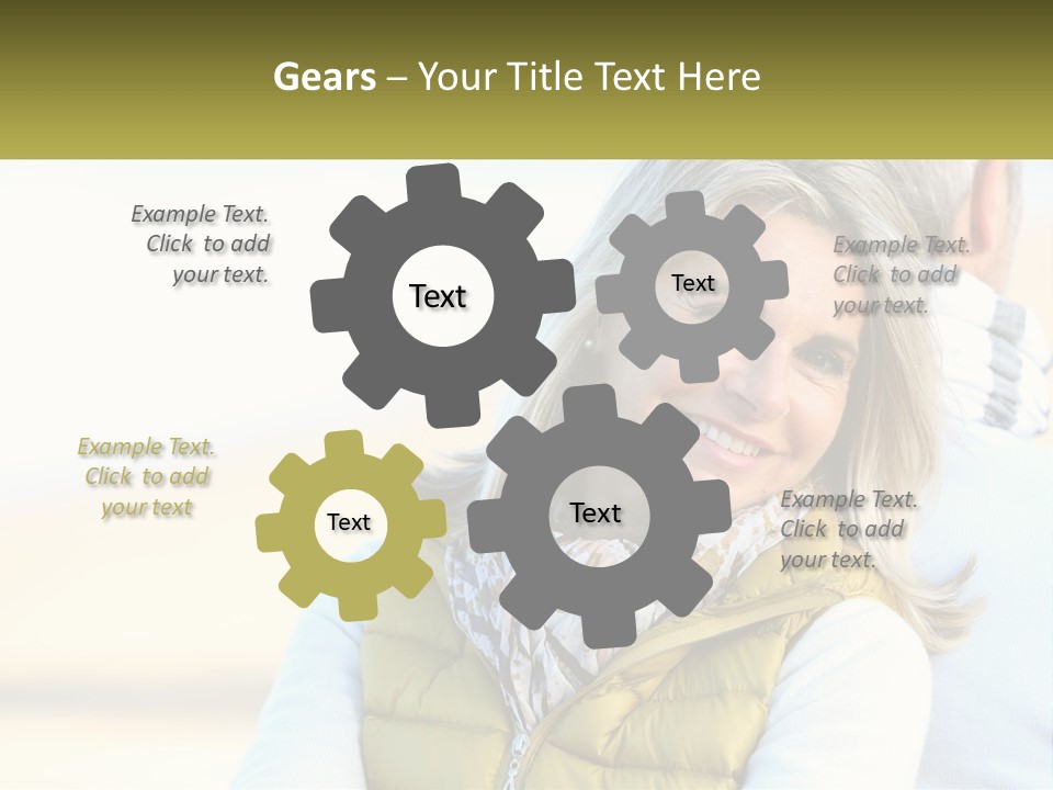 A Woman With A Yellow Vest Is Smiling PowerPoint Template