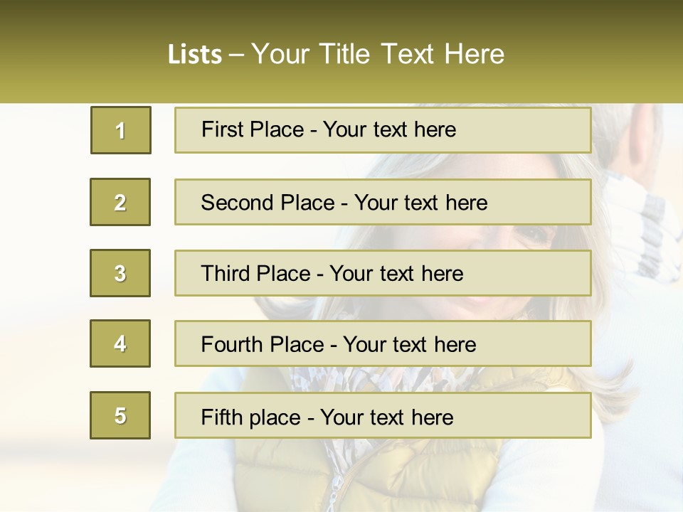 A Woman With A Yellow Vest Is Smiling PowerPoint Template