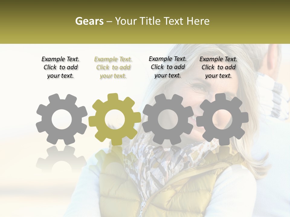 A Woman With A Yellow Vest Is Smiling PowerPoint Template