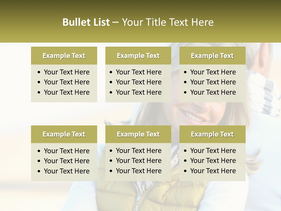 A Woman With A Yellow Vest Is Smiling PowerPoint Template