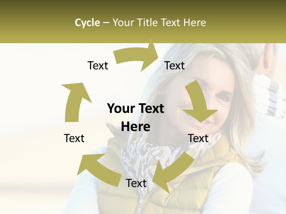 A Woman With A Yellow Vest Is Smiling PowerPoint Template