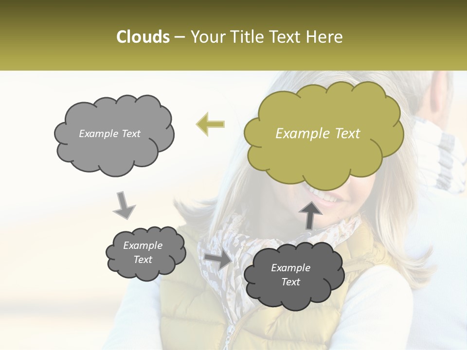 A Woman With A Yellow Vest Is Smiling PowerPoint Template