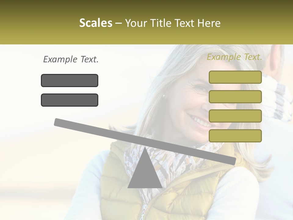 A Woman With A Yellow Vest Is Smiling PowerPoint Template