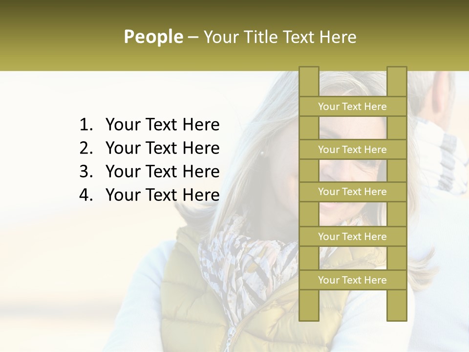 A Woman With A Yellow Vest Is Smiling PowerPoint Template