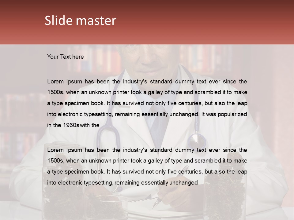 A Man In A Lab Coat Writing On A Piece Of Paper PowerPoint Template