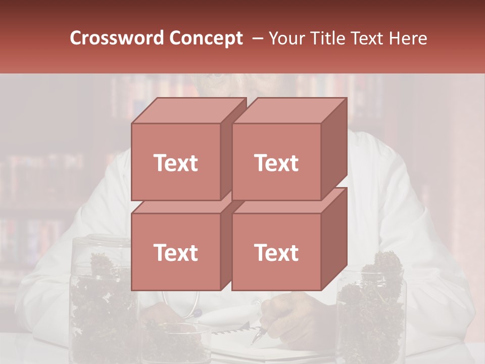 A Man In A Lab Coat Writing On A Piece Of Paper PowerPoint Template
