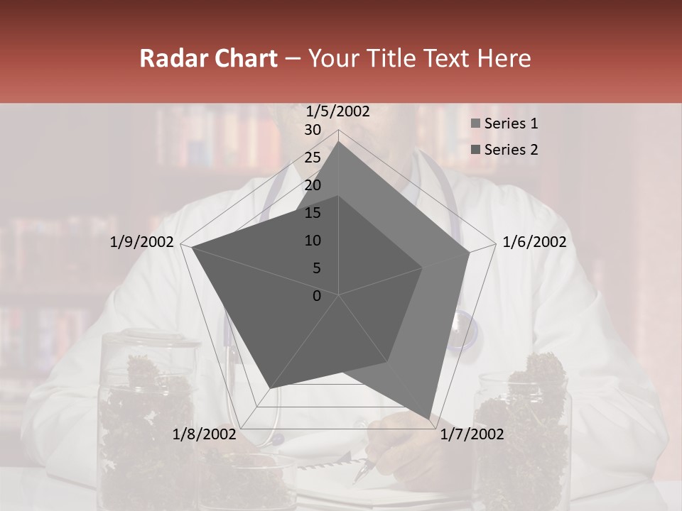 A Man In A Lab Coat Writing On A Piece Of Paper PowerPoint Template