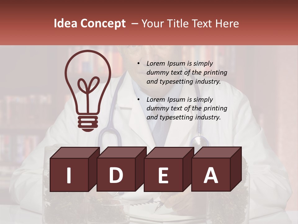 A Man In A Lab Coat Writing On A Piece Of Paper PowerPoint Template