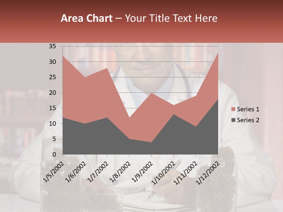 A Man In A Lab Coat Writing On A Piece Of Paper PowerPoint Template