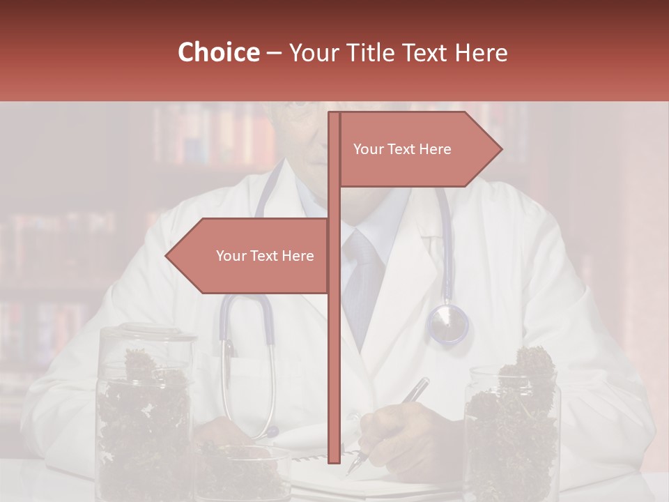 A Man In A Lab Coat Writing On A Piece Of Paper PowerPoint Template