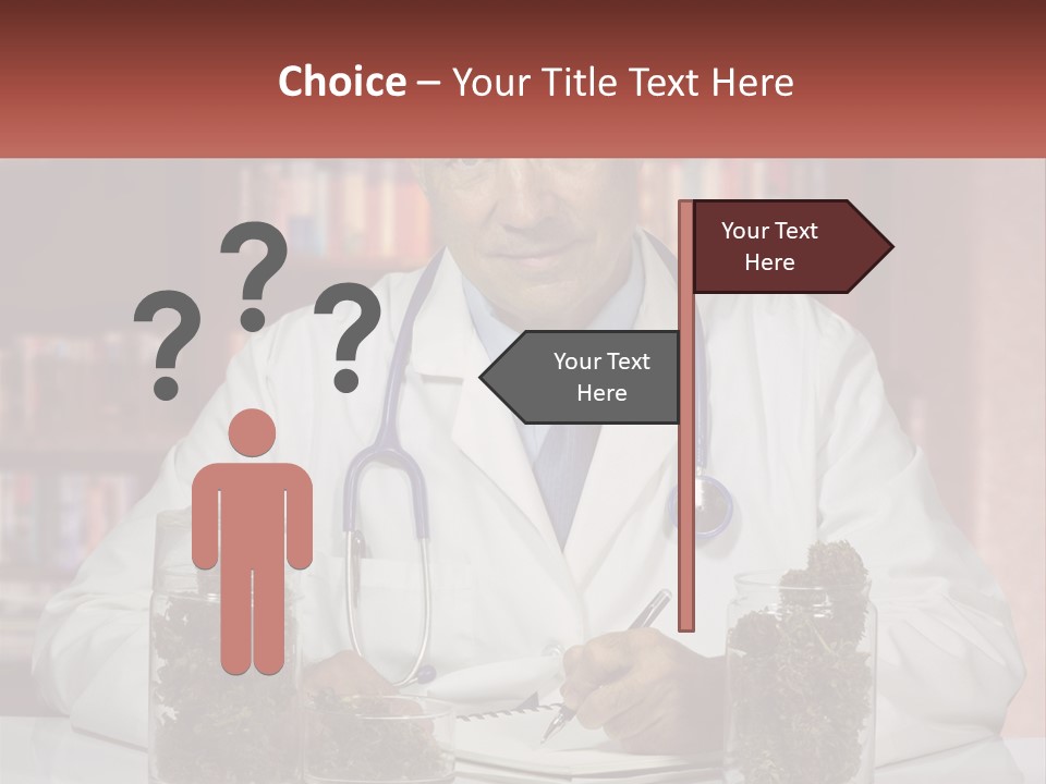 A Man In A Lab Coat Writing On A Piece Of Paper PowerPoint Template
