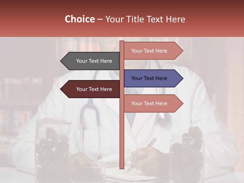 A Man In A Lab Coat Writing On A Piece Of Paper PowerPoint Template