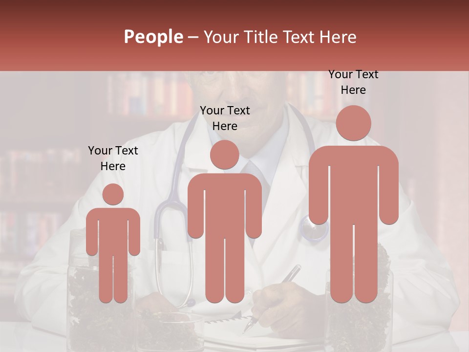 A Man In A Lab Coat Writing On A Piece Of Paper PowerPoint Template