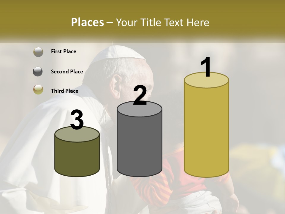 A Man Kissing A Small Child In Front Of A Building PowerPoint Template