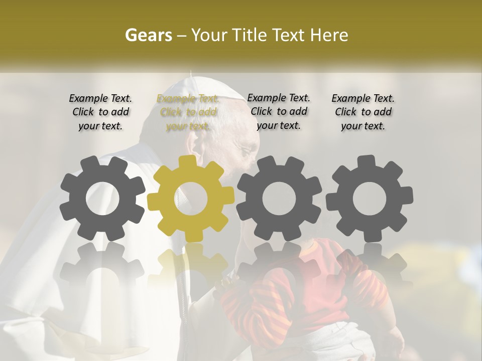 A Man Kissing A Small Child In Front Of A Building PowerPoint Template