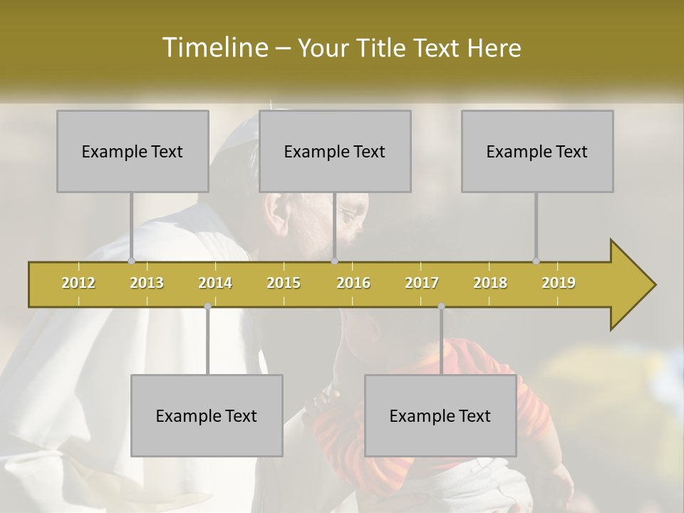 A Man Kissing A Small Child In Front Of A Building PowerPoint Template