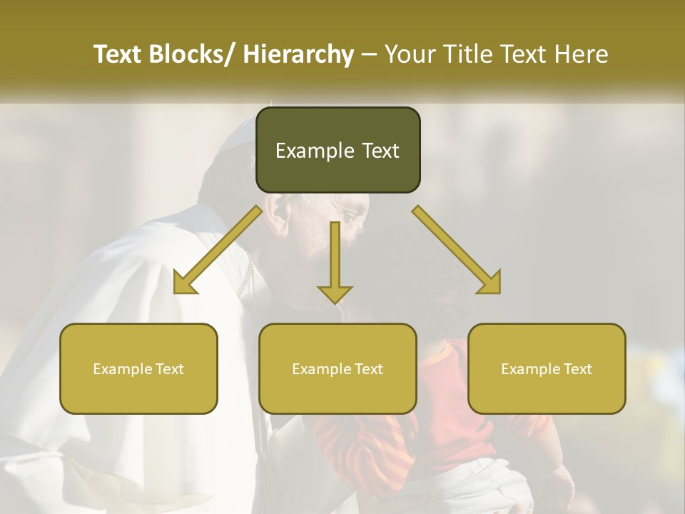 A Man Kissing A Small Child In Front Of A Building PowerPoint Template