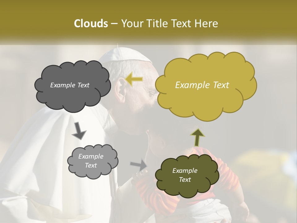 A Man Kissing A Small Child In Front Of A Building PowerPoint Template