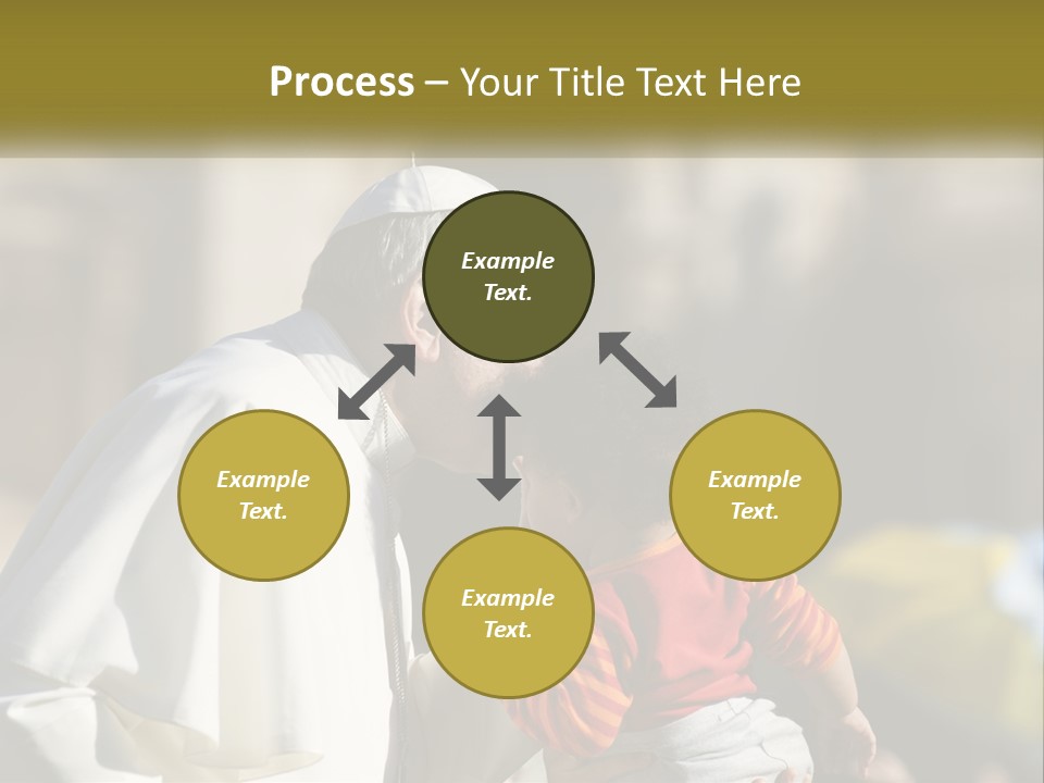 A Man Kissing A Small Child In Front Of A Building PowerPoint Template