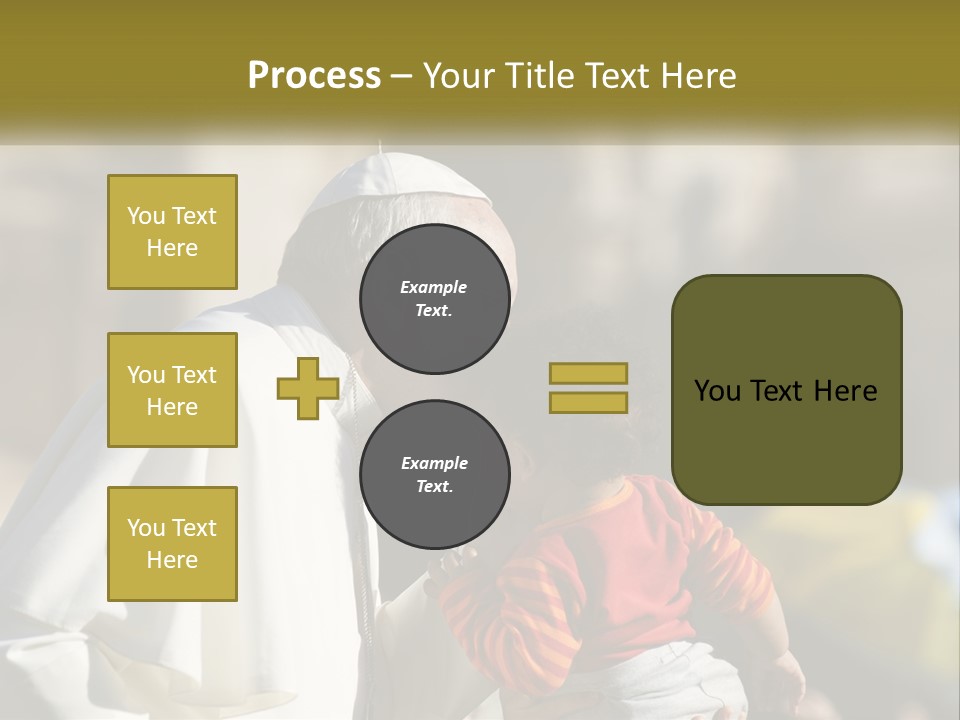 A Man Kissing A Small Child In Front Of A Building PowerPoint Template