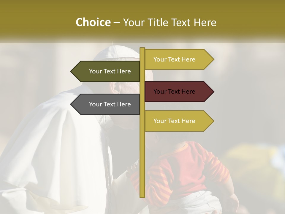 A Man Kissing A Small Child In Front Of A Building PowerPoint Template