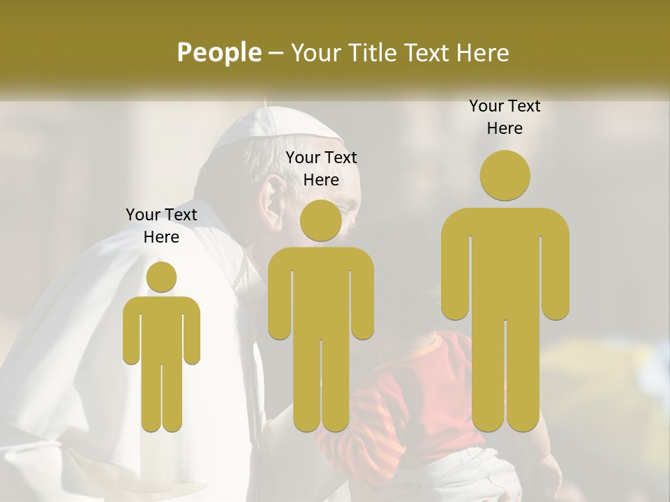 A Man Kissing A Small Child In Front Of A Building PowerPoint Template