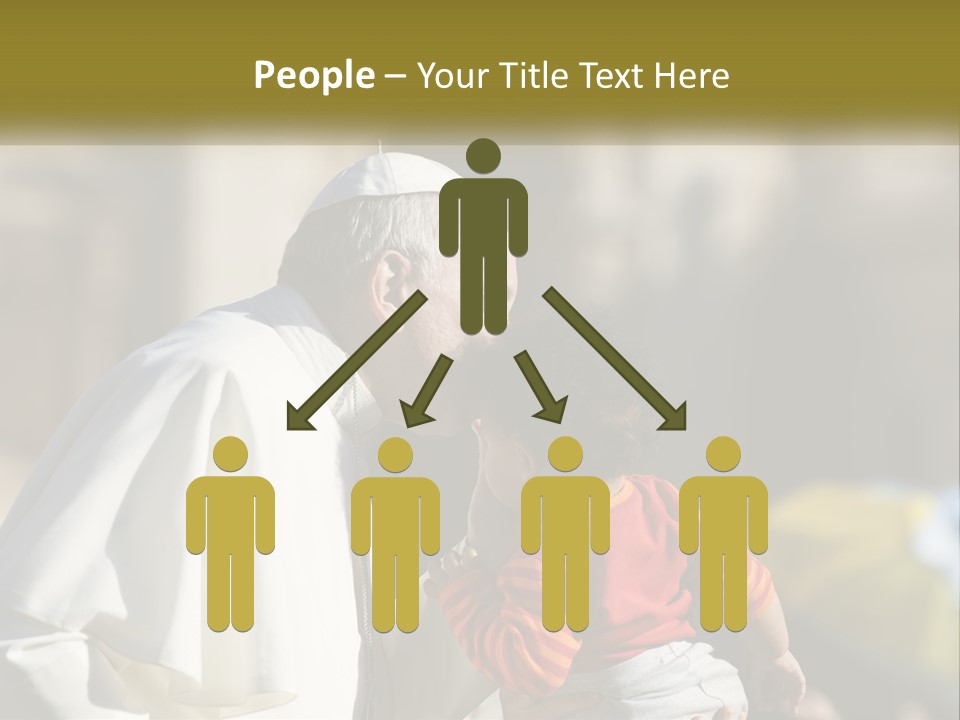 A Man Kissing A Small Child In Front Of A Building PowerPoint Template