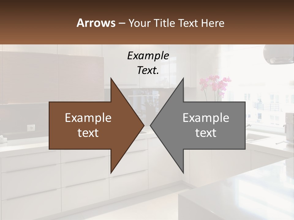 A Kitchen With White Cabinets And A Black Counter Top PowerPoint Template