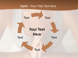 A Woman Sitting In A Yoga Position With Her Hands Together PowerPoint Template