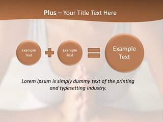 A Woman Sitting In A Yoga Position With Her Hands Together PowerPoint Template