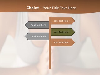 A Woman Sitting In A Yoga Position With Her Hands Together PowerPoint Template